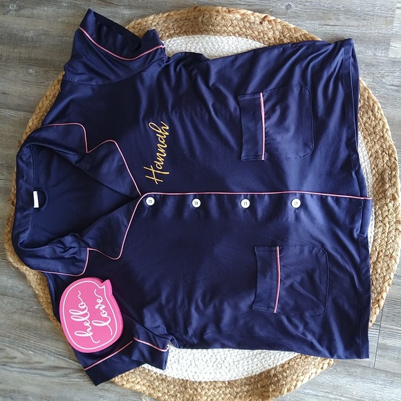 Amazon Taniri Navy Pink Personalized "Hannah" Shorts Pajama Lounge Set - Picture 4 of 9